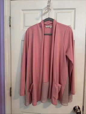 LOGO by Lori Goldstein Dusty Rose Open-Front Cardigan
